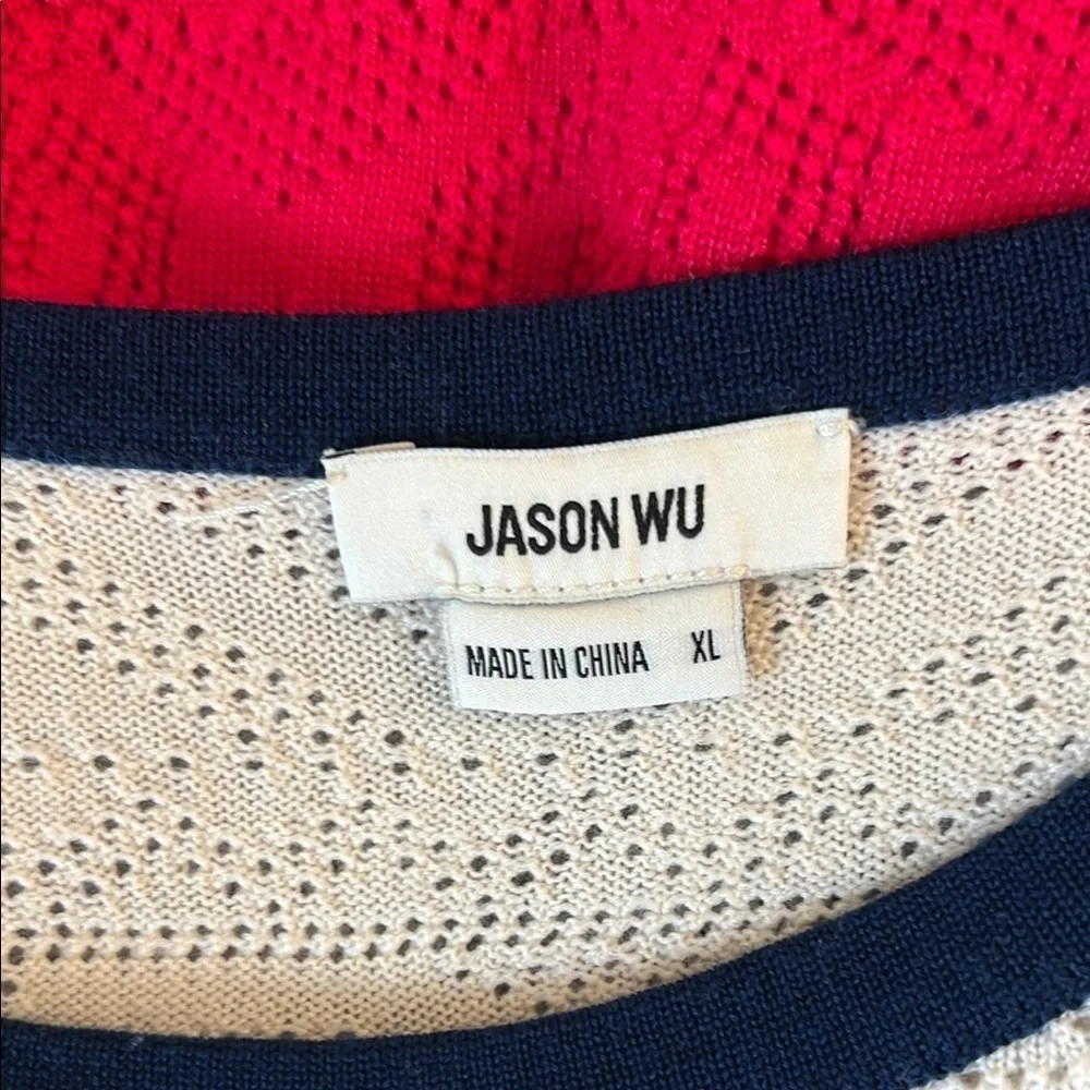 Jason Wu Striped Pointelle-Knit Wool Sweater